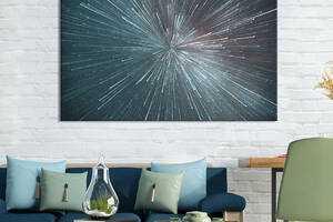 Картина абстракция для офиса KIL Art Серебряные звёзды на тёмном фоне 75x50 см (1054-1)