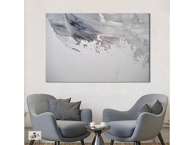 Картина абстракция для офиса KIL Art Серый градиент на белом фоне 51x34 см (1185-1)