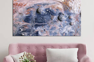 Картина абстракция для офиса KIL Art Сине-серый градиент на светлых разводах 75x50 см (1137-1)