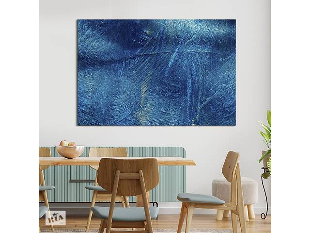 Картина абстракция для офиса KIL Art Тонкие разводы на синем фоне 75x50 см (1158-1)