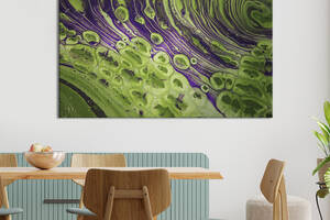 Картина абстракция для офиса KIL Art Зелёные флюиды 122x81 см (1024-1)