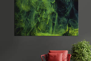 Картина абстракция для офиса KIL Art Зеленый градиент на черном 122x81 см (1142-1)