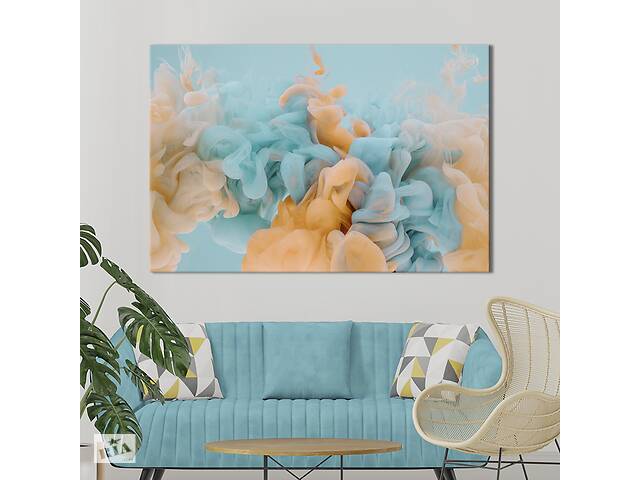 Картина абстракция для офиса KIL Art Желто-голубой дым 75x50 см (1114-1)