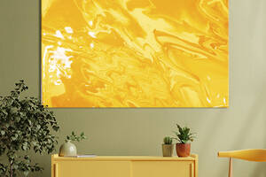 Картина абстракция для офиса KIL Art Желтые разводы на белом 75x50 см (1160-1)