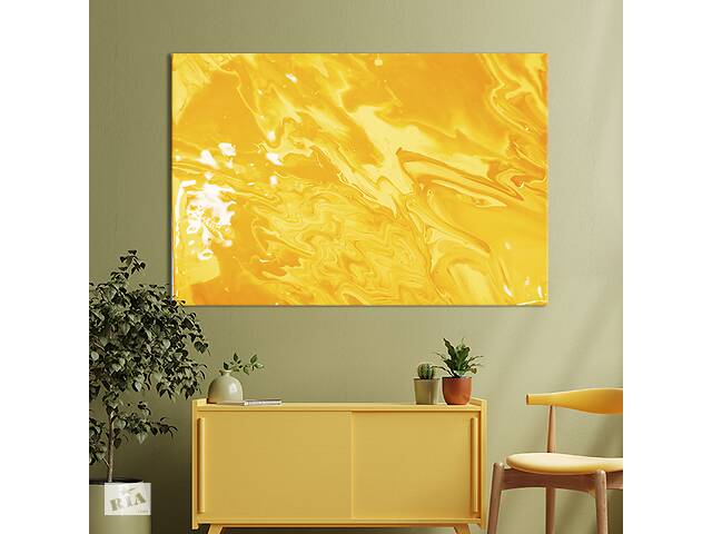 Картина абстракция для офиса KIL Art Желтые разводы на белом 75x50 см (1160-1)