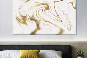 Картина абстракция для офиса KIL Art Золотой узор на нежно белом 122x81 см (1070-1)