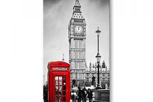 Картина Биг-Бен красная телефонная будка Malevich Store 30x60 см (K0050)