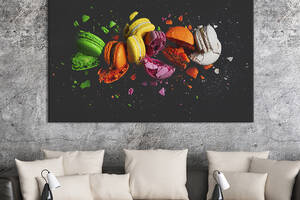 Картина для кухни KIL Art Черный фон с пирожными макарон 75x50 см (1602-1)