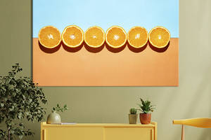Картина для кухни KIL Art Дольки апельсинов на двухцветном фоне 122x81 см (1636-1)