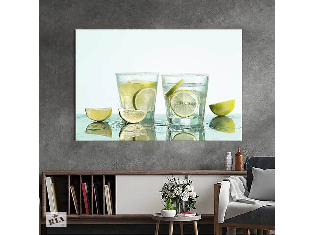Картина для кухни KIL Art Два стакана с прозрачной жидкостью и лаймом 122x81 см (1550-1)