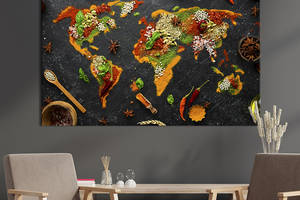 Картина для кухни KIL Art Карта мира из специй 51x34 см (1629-1)