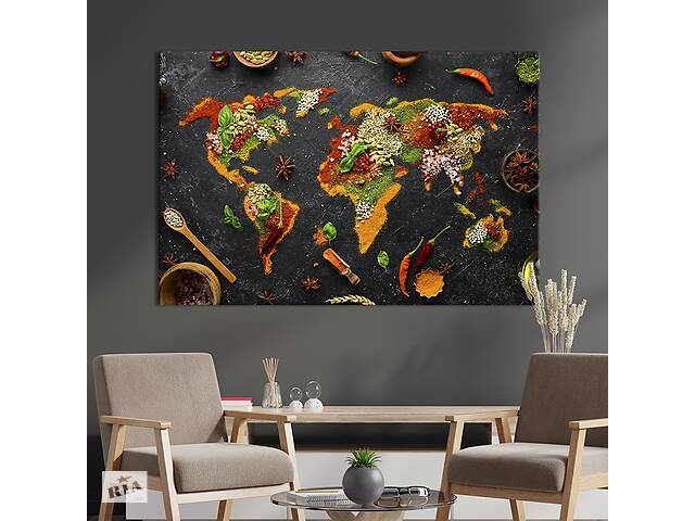 Картина для кухни KIL Art Карта мира из специй 75x50 см (1629-1)