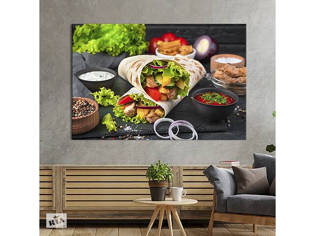 Картина для кухни KIL Art Куриная шаурма с соусами 75x50 см (1642-1)