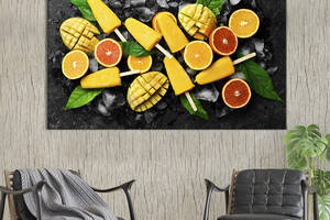 Картина для кухни KIL Art Мороженное с фруктами на черной поверхности 75x50 см (1641-1)