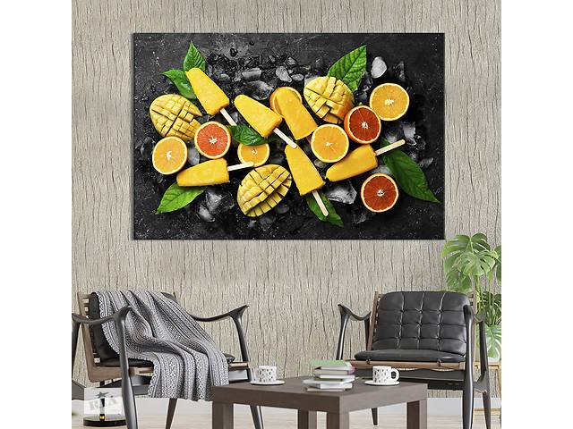 Картина для кухни KIL Art Мороженное с фруктами на черной поверхности 122x81 см (1641-1)