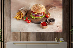 Картина для кухни KIL Art Мясной бургер с картошкой 75x50 см (1585-1)