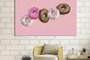 Картина для кухни KIL Art Нежно-розовый фон с пончиками 75x50 см (1588-1)