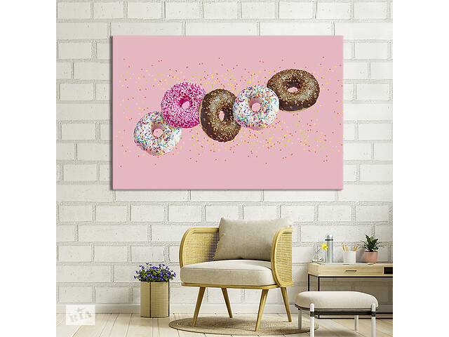 Картина для кухни KIL Art Нежно-розовый фон с пончиками 122x81 см (1588-1)