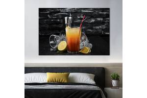Картина для кухни KIL Art Оранжевый коктейль на черном фоне 122x81 см (1552-1)