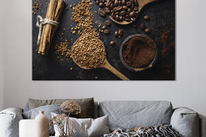 Картина для кухни KIL Art Палочки корицы молотый кофе и зерна 75x50 см (1556-1)