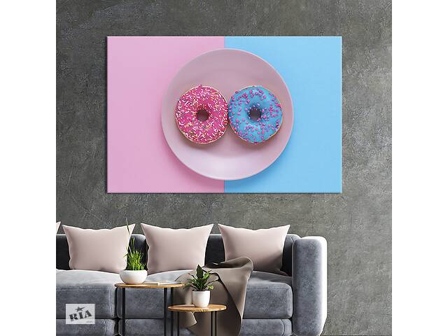 Картина для кухни KIL Art Пончики с розовой и голубой глазурью 75x50 см (1623-1)