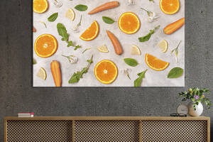 Картина для кухни KIL Art Слайсы апельсина и листики руколы и мяты 75x50 см (1634-1)