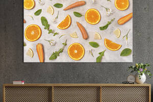 Картина для кухни KIL Art Слайсы апельсина и листики руколы и мяты 122x81 см (1634-1)