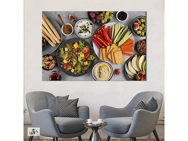 Картина для кухни KIL Art Стол с салатом и легкими закусками 122x81 см (1638-1)