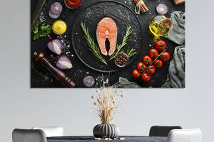 Картина для кухни KIL Art Сырой стейк красной рыбы 122x81 см (1615-1)