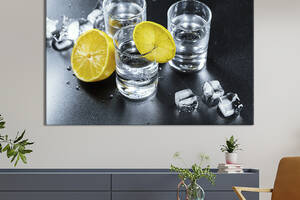 Картина для кухни KIL Art Три шота с прозрачной жидкостью и лимоном 122x81 см (1558-1)