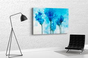 Картина для интерьера KIL Art Голубые абстрактные цветы 80x54 см (463)