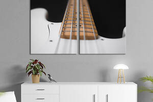 Картина диптих на холсте KIL Art для интерьера в гостиную Белая бас-гитара 111x81 см (527-2)