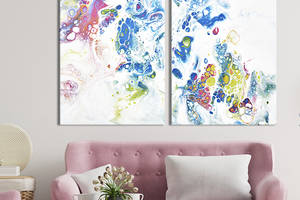 Картина диптих на холсте KIL Art для интерьера в гостиную Яркие краски на белом холсте 71x51 см (57-2)