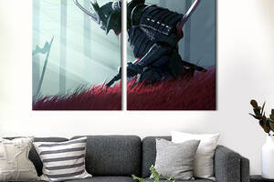 Картина диптих на холсте KIL Art для интерьера в гостиную спальню Одинокий самурай 71x51 см (675-2)