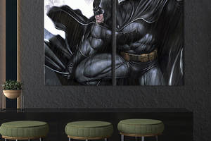 Картина диптих на холсте KIL Art для интерьера в гостиную спальню Batman dc comics 71x51 см (689-2)