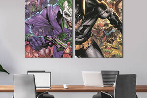 Картина диптих на холсте KIL Art для интерьера в гостиную спальню Batman and Joker 111x81 см (690-2)