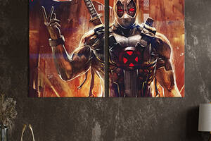 Картина диптих на холсте KIL Art для интерьера в гостиную спальню Deadpool X-Force 165x122 см (702-2)