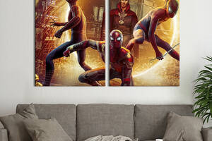 Картина диптих на холсте KIL Art для интерьера в гостиную спальню Человек-паук: Через вселенные 111x81 см (707-2)