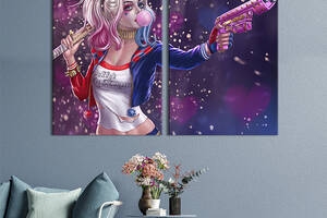 Картина диптих на холсте KIL Art для интерьера в гостиную спальню Harley Quinn 71x51 см (714-2)