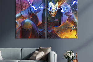 Картина диптих на холсте KIL Art для интерьера в гостиную спальню Джокер: от гангстера до демона 111x81 см (717-2)