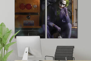 Картина диптих на холсте KIL Art для интерьера в гостиную спальню Джокер Хита Леджера 165x122 см (718-2)