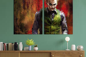 Картина диптих на холсте KIL Art для интерьера в гостиную спальню Джокер - Король Готэм-Сити 111x81 см (719-2)