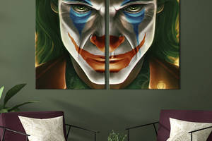 Картина диптих на холсте KIL Art для интерьера в гостиную спальню Джокер Хоакина Феникса 111x81 см (720-2)