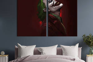 Картина диптих на холсте KIL Art для интерьера в гостиную спальню Джокер на красном фоне 111x81 см (721-2)