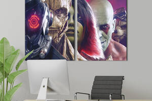 Картина диптих на холсте KIL Art для интерьера в гостиную спальню Супергерои космоса Стражи Галактики 165x122 см (727-2)