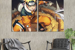 Картина диптих на холсте KIL Art для интерьера в гостиную спальню Naruto 111x81 см (733-2)