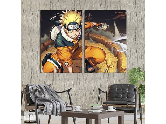 Картина диптих на холсте KIL Art для интерьера в гостиную спальню Naruto 165x122 см (733-2)