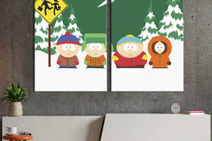 Картина диптих на холсте KIL Art для интерьера в гостиную спальню South Park 165x122 см (743-2)