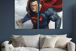 Картина диптих на холсте KIL Art для интерьера в гостиную спальню Son of Krypton 71x51 см (751-2)