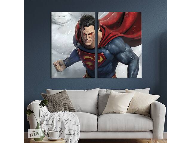 Картина диптих на холсте KIL Art для интерьера в гостиную спальню Son of Krypton 165x122 см (751-2)